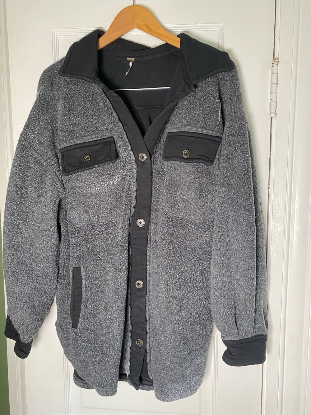 Free people Ruby jacket Gray black Button-Up Jacket - Casual Cozy Outerwear sm